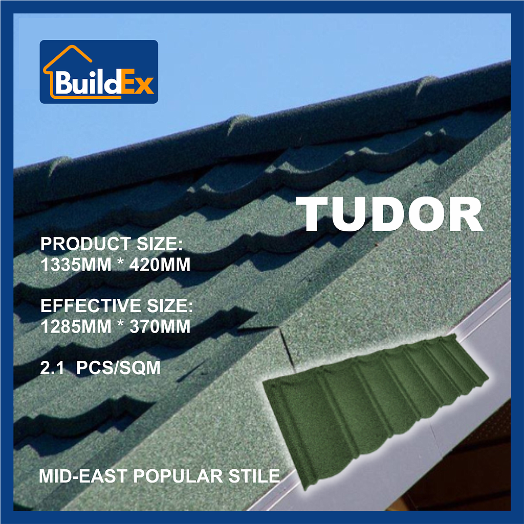 SCM-Buildex-CN TUDOR  загварын чулуун будагтай металл дээвэр (AZ150G) (1340x370x0,45мм) 0,5м2